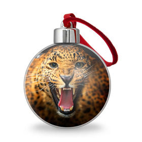 Ёлочный шар с принтом Леопард , Пластик | Диаметр: 77 мм | киса | кошка | леопард | хищник