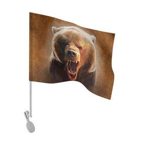 Флаг для автомобиля с принтом Медведь , 100% полиэстер | Размер: 30*21 см | медведь | мишка