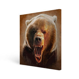 Холст квадратный с принтом Медведь , 100% ПВХ |  | медведь | мишка