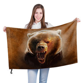 Флаг 3D с принтом Медведь , 100% полиэстер | плотность ткани — 95 г/м2, размер — 67 х 109 см. Принт наносится с одной стороны | медведь | мишка
