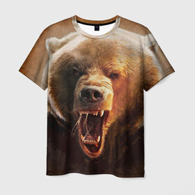 Мужская футболка 3D с принтом Медведь , 100% полиэфир | прямой крой, круглый вырез горловины, длина до линии бедер | медведь | мишка