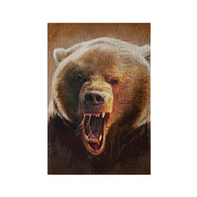 Обложка для паспорта матовая кожа с принтом Медведь , натуральная матовая кожа | размер 19,3 х 13,7 см; прозрачные пластиковые крепления | Тематика изображения на принте: медведь | мишка