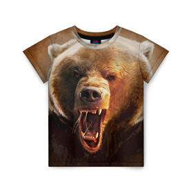Детская футболка 3D с принтом Медведь , 100% гипоаллергенный полиэфир | прямой крой, круглый вырез горловины, длина до линии бедер, чуть спущенное плечо, ткань немного тянется | медведь | мишка