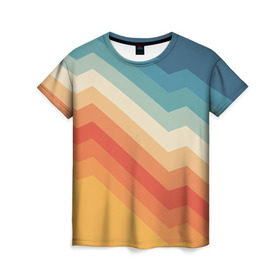 Женская футболка 3D с принтом Полосы , 100% полиэфир ( синтетическое хлопкоподобное полотно) | прямой крой, круглый вырез горловины, длина до линии бедер | полосы | радуга | цвета