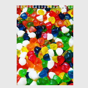 Скетчбук с принтом Мармелад , 100% бумага
 | 48 листов, плотность листов — 100 г/м2, плотность картонной обложки — 250 г/м2. Листы скреплены сверху удобной пружинной спиралью | вкусности | конфеты | мармелад | сладости