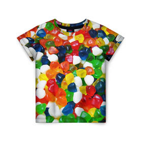 Детская футболка 3D с принтом Мармелад , 100% гипоаллергенный полиэфир | прямой крой, круглый вырез горловины, длина до линии бедер, чуть спущенное плечо, ткань немного тянется | вкусности | конфеты | мармелад | сладости