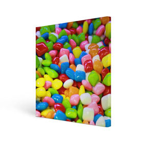 Холст квадратный с принтом Конфетки , 100% ПВХ |  | Тематика изображения на принте: вкусности | конфеты | мармелад | сладости