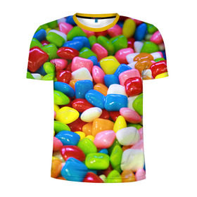 Мужская футболка 3D спортивная с принтом Конфетки , 100% полиэстер с улучшенными характеристиками | приталенный силуэт, круглая горловина, широкие плечи, сужается к линии бедра | вкусности | конфеты | мармелад | сладости