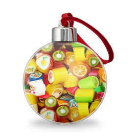 Ёлочный шар с принтом Леденцы , Пластик | Диаметр: 77 мм | Тематика изображения на принте: вкусности | конфеты сладости | леденец
