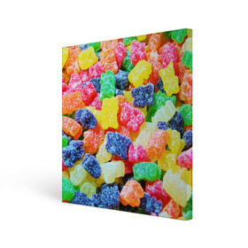 Холст квадратный с принтом Мармеладные мишки , 100% ПВХ |  | Тематика изображения на принте: вкусности | конфеты | мармелад | мишки | сладости