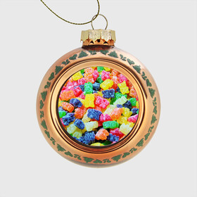 Стеклянный ёлочный шар с принтом Мармеладные мишки , Стекло | Диаметр: 80 мм | Тематика изображения на принте: вкусности | конфеты | мармелад | мишки | сладости