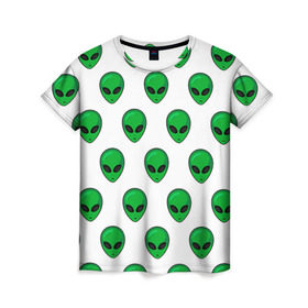 Женская футболка 3D с принтом Пришелец , 100% полиэфир ( синтетическое хлопкоподобное полотно) | прямой крой, круглый вырез горловины, длина до линии бедер | инопланетянин | пришелец