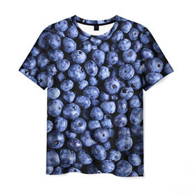 Мужская футболка 3D с принтом Черника , 100% полиэфир | прямой крой, круглый вырез горловины, длина до линии бедер | черника | ягода