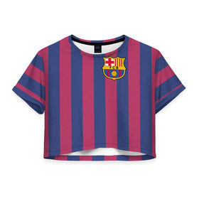 Женская футболка 3D укороченная с принтом Messi , 100% полиэстер | круглая горловина, длина футболки до линии талии, рукава с отворотами | месси