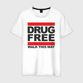 Мужская футболка хлопок с принтом Без наркотиков , 100% хлопок | прямой крой, круглый вырез горловины, длина до линии бедер, слегка спущенное плечо. | drugfree | punk | straight edge | sxe | зож