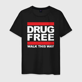 Мужская футболка хлопок с принтом Без наркотиков , 100% хлопок | прямой крой, круглый вырез горловины, длина до линии бедер, слегка спущенное плечо. | drugfree | poisonfree | punk | straight edge | sxe