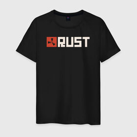 Мужская футболка хлопок с принтом RUST , 100% хлопок | прямой крой, круглый вырез горловины, длина до линии бедер, слегка спущенное плечо. | game rust | raid | rust | игра раст | логотип игры rust ржавый | раст | рейд