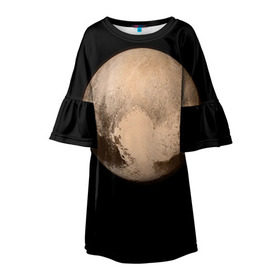 Детское платье 3D с принтом Плутон , 100% полиэстер | прямой силуэт, чуть расширенный к низу. Круглая горловина, на рукавах — воланы | Тематика изображения на принте: космос | планета | плутон