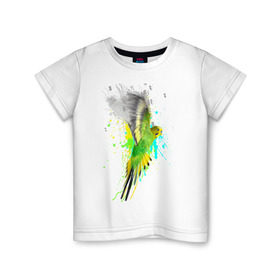 Детская футболка хлопок с принтом Волнистый попугай , 100% хлопок | круглый вырез горловины, полуприлегающий силуэт, длина до линии бедер | myparrots | попугаи | птицы | цветы