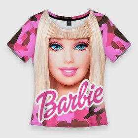 Женская футболка 3D Slim с принтом Барби ,  |  | swag | барки | девушкам | камуфляж | свэг