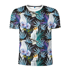 Мужская футболка 3D спортивная с принтом Попугаи , 100% полиэстер с улучшенными характеристиками | приталенный силуэт, круглая горловина, широкие плечи, сужается к линии бедра | myparrots | parrotузор | листья | орнамент | попугаи | птицы | рай | цветы
