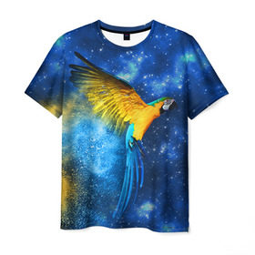 Мужская футболка 3D с принтом Попугаи , 100% полиэфир | прямой крой, круглый вырез горловины, длина до линии бедер | macaw | myparrots | parrot | ара | космос | попугаи | птицы