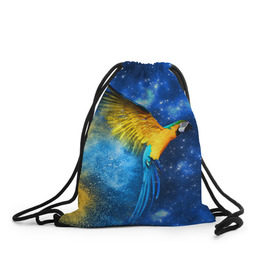 Рюкзак-мешок 3D с принтом Попугаи , 100% полиэстер | плотность ткани — 200 г/м2, размер — 35 х 45 см; лямки — толстые шнурки, застежка на шнуровке, без карманов и подкладки | Тематика изображения на принте: macaw | myparrots | parrot | ара | космос | попугаи | птицы