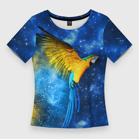 Женская футболка 3D Slim с принтом Попугаи ,  |  | macaw | myparrots | parrot | ара | космос | попугаи | птицы