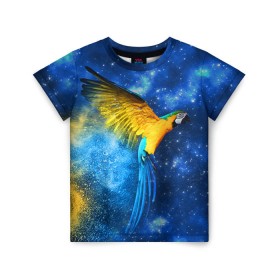 Детская футболка 3D с принтом Попугаи , 100% гипоаллергенный полиэфир | прямой крой, круглый вырез горловины, длина до линии бедер, чуть спущенное плечо, ткань немного тянется | Тематика изображения на принте: macaw | myparrots | parrot | ара | космос | попугаи | птицы