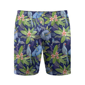 Мужские шорты 3D спортивные с принтом Попугаи ,  |  | myparrots | parrot | кольчатый | листья | ожереловый | орнамент | попугаи | птицы | рай | узор | цветы