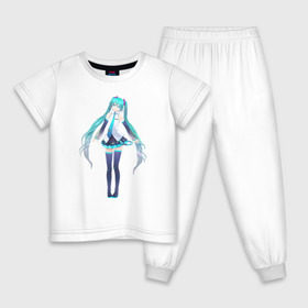 Детская пижама хлопок с принтом Hatsune Miku , 100% хлопок |  брюки и футболка прямого кроя, без карманов, на брюках мягкая резинка на поясе и по низу штанин
 | Тематика изображения на принте: anime | hatsune | miku | аниме | мику | хатсуне