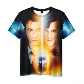 Мужская футболка 3D с принтом Доктор кто , 100% полиэфир | прямой крой, круглый вырез горловины, длина до линии бедер | doctor who | доктор кто | сериал