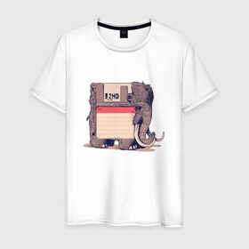 Мужская футболка хлопок с принтом Вымершие виды , 100% хлопок | прямой крой, круглый вырез горловины, длина до линии бедер, слегка спущенное плечо. | Тематика изображения на принте: слон