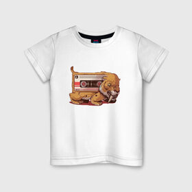 Детская футболка хлопок с принтом Вымершие виды , 100% хлопок | круглый вырез горловины, полуприлегающий силуэт, длина до линии бедер | касета | кошка | тигр