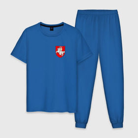 Мужская пижама хлопок с принтом Пагоня (Погоня) , 100% хлопок | брюки и футболка прямого кроя, без карманов, на брюках мягкая резинка на поясе и по низу штанин
 | 