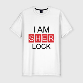 Мужская футболка премиум с принтом Шерлок (SHERLOCK) , 92% хлопок, 8% лайкра | приталенный силуэт, круглый вырез ворота, длина до линии бедра, короткий рукав | 