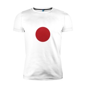 Мужская футболка премиум с принтом Япония минимализм , 92% хлопок, 8% лайкра | приталенный силуэт, круглый вырез ворота, длина до линии бедра, короткий рукав | круг | минимализм | японский флагяпония