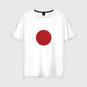 Женская футболка хлопок Oversize с принтом Япония минимализм , 100% хлопок | свободный крой, круглый ворот, спущенный рукав, длина до линии бедер
 | круг | минимализм | японский флагяпония