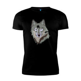 Мужская футболка премиум с принтом Волк , 92% хлопок, 8% лайкра | приталенный силуэт, круглый вырез ворота, длина до линии бедра, короткий рукав | волк | волкволчёнок | рисованный волк | серый волк