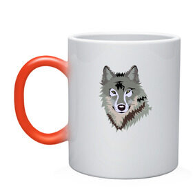 Кружка хамелеон с принтом Волк , керамика | меняет цвет при нагревании, емкость 330 мл | волк | волкволчёнок | рисованный волк | серый волк