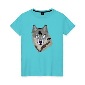 Женская футболка хлопок с принтом Волк , 100% хлопок | прямой крой, круглый вырез горловины, длина до линии бедер, слегка спущенное плечо | волк | волкволчёнок | рисованный волк | серый волк