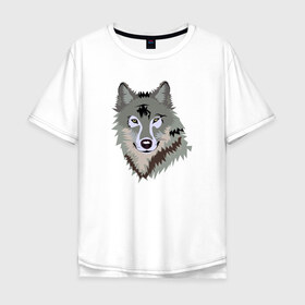 Мужская футболка хлопок Oversize с принтом Волк , 100% хлопок | свободный крой, круглый ворот, “спинка” длиннее передней части | волк | волкволчёнок | рисованный волк | серый волк