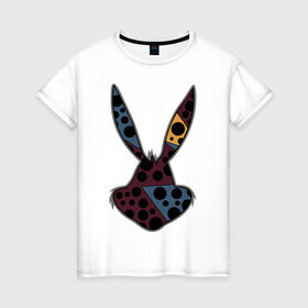 Женская футболка хлопок с принтом Ушастый кролик , 100% хлопок | прямой крой, круглый вырез горловины, длина до линии бедер, слегка спущенное плечо | 