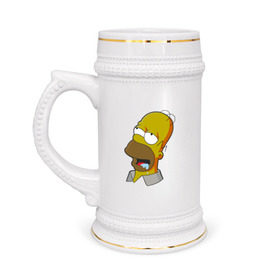 Кружка пивная с принтом Simpsons ,  керамика (Материал выдерживает высокую температуру, стоит избегать резкого перепада температур) |  объем 630 мл | simpsons donut brain симпсон гомер homer