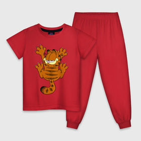 Детская пижама хлопок с принтом гарфилд , 100% хлопок |  брюки и футболка прямого кроя, без карманов, на брюках мягкая резинка на поясе и по низу штанин
 | гарфилд garfield кот киса рыжий гарф лазанья