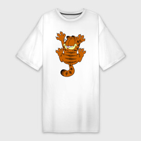 Платье-футболка хлопок с принтом гарфилд ,  |  | Тематика изображения на принте: гарфилд garfield кот киса рыжий гарф лазанья