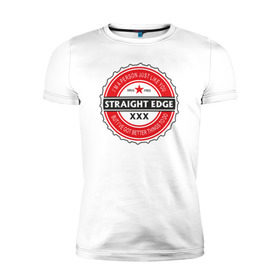 Мужская футболка премиум с принтом Straight edge , 92% хлопок, 8% лайкра | приталенный силуэт, круглый вырез ворота, длина до линии бедра, короткий рукав | drugfree | hardcore | punk | straight edge | sxe