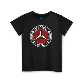 Детская футболка хлопок с принтом Mercedes-Benz , 100% хлопок | круглый вырез горловины, полуприлегающий силуэт, длина до линии бедер | mercedes benz мерседес