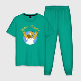 Мужская пижама хлопок с принтом Homer Simpson Woo Hoo , 100% хлопок | брюки и футболка прямого кроя, без карманов, на брюках мягкая резинка на поясе и по низу штанин
 | homer simpson woo hoo гомер симпсон