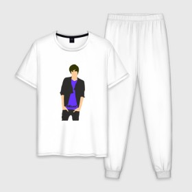 Мужская пижама хлопок с принтом Никита Киоссе (Mband) , 100% хлопок | брюки и футболка прямого кроя, без карманов, на брюках мягкая резинка на поясе и по низу штанин
 | mband | группа | она вернется